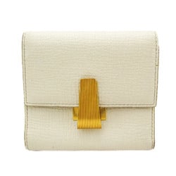 Bottega Veneta Palmerato 576637 Women's Leather Wallet (tri-fold) Off-white