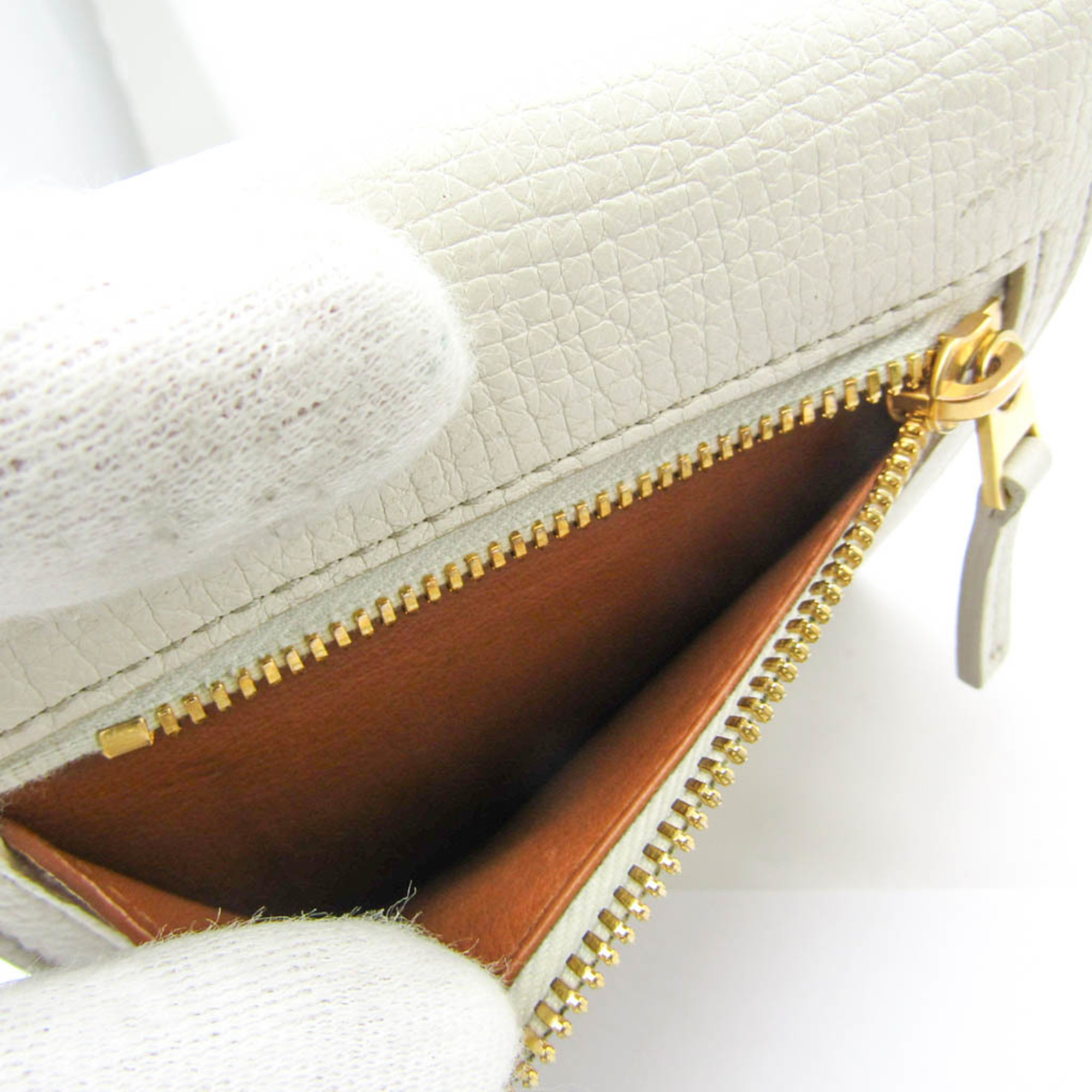 Bottega Veneta Palmerato 576637 Women's Leather Wallet (tri-fold) Off-white