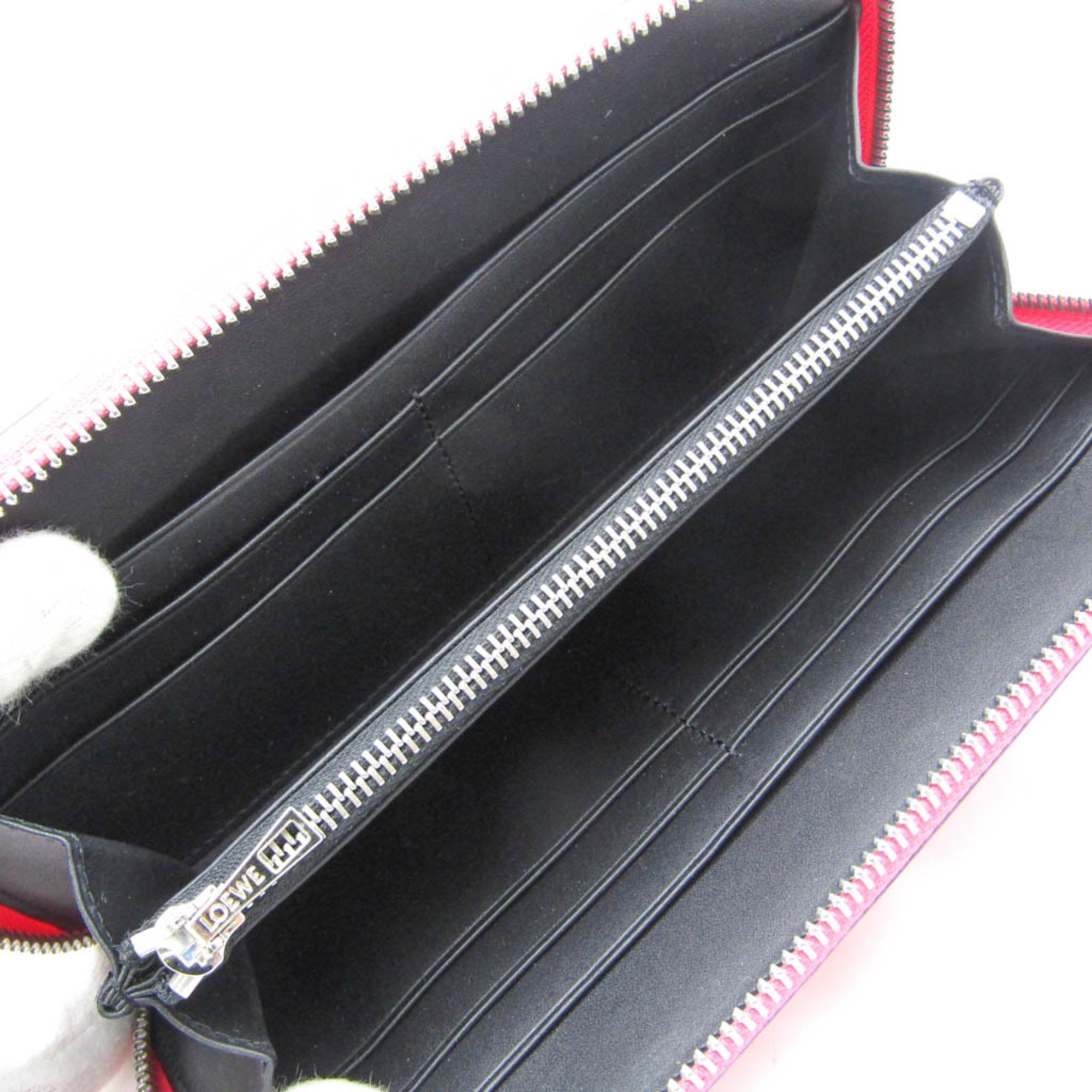 Loewe Repeat Anagram Women's Leather Long Wallet (bi-fold) Black,Pink