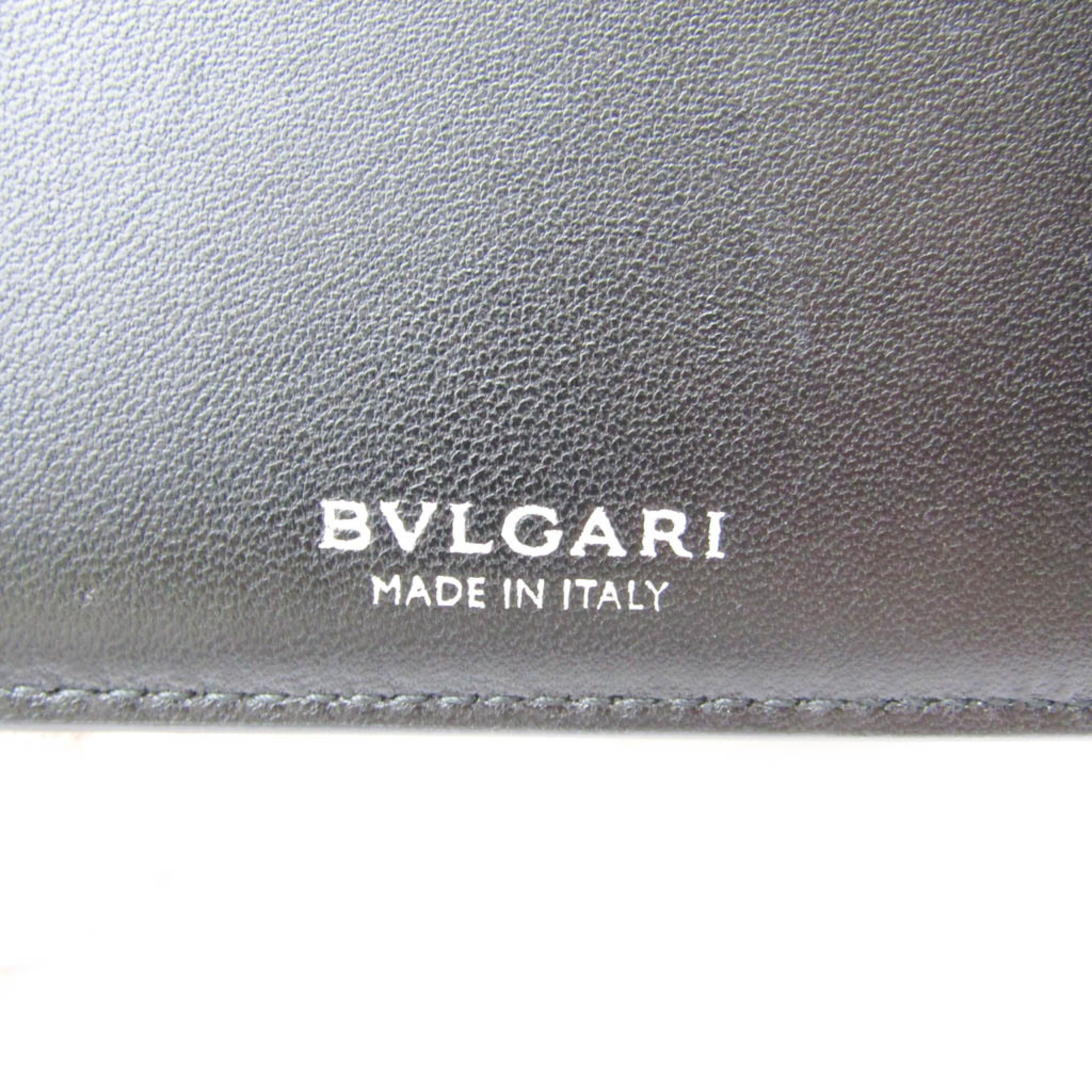 Bvlgari Infinitum 291753 Men's Leather Bill Wallet (bi-fold) Black