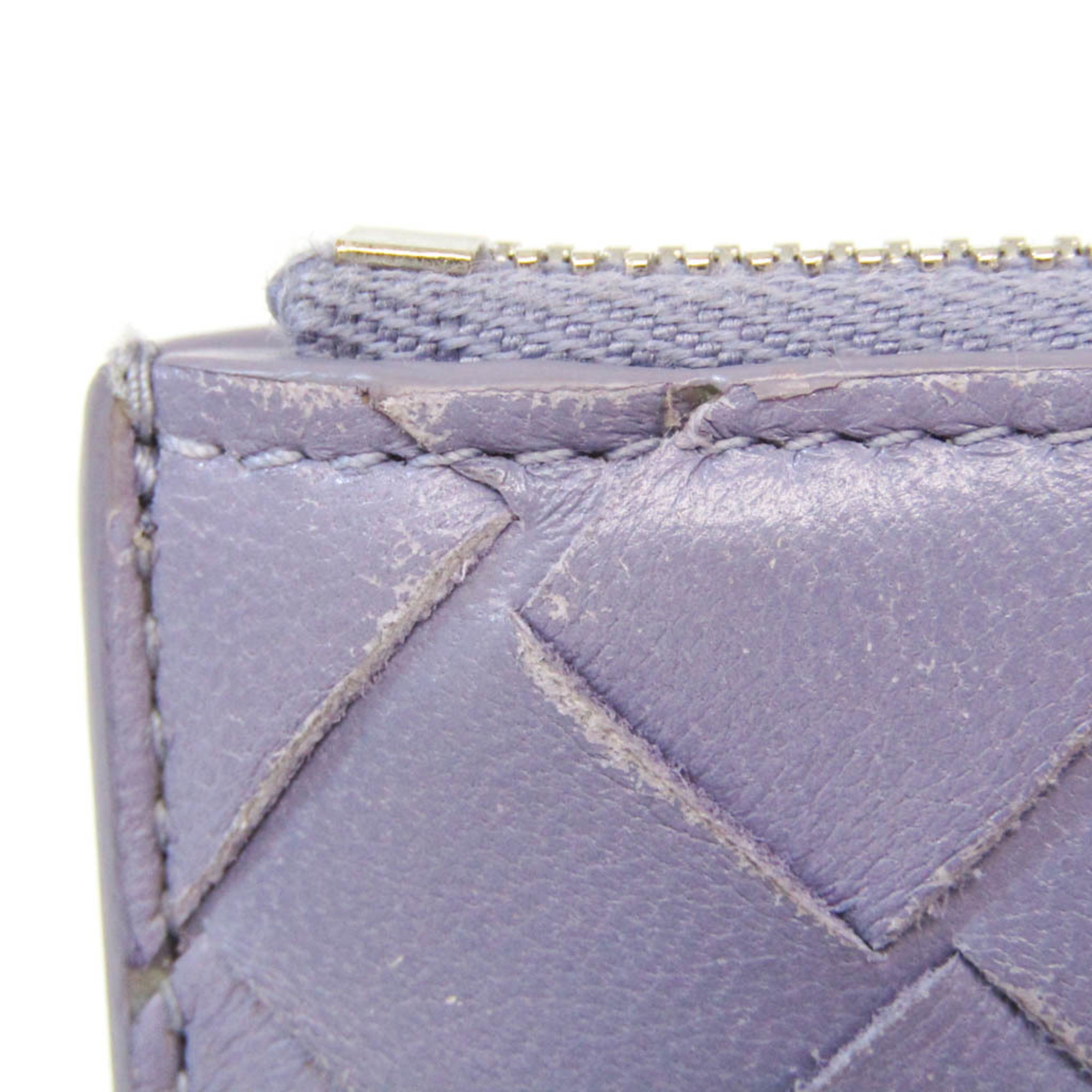 Bottega Veneta Intrecciato 608059 Women's Leather Wallet (bi-fold) Light Purple