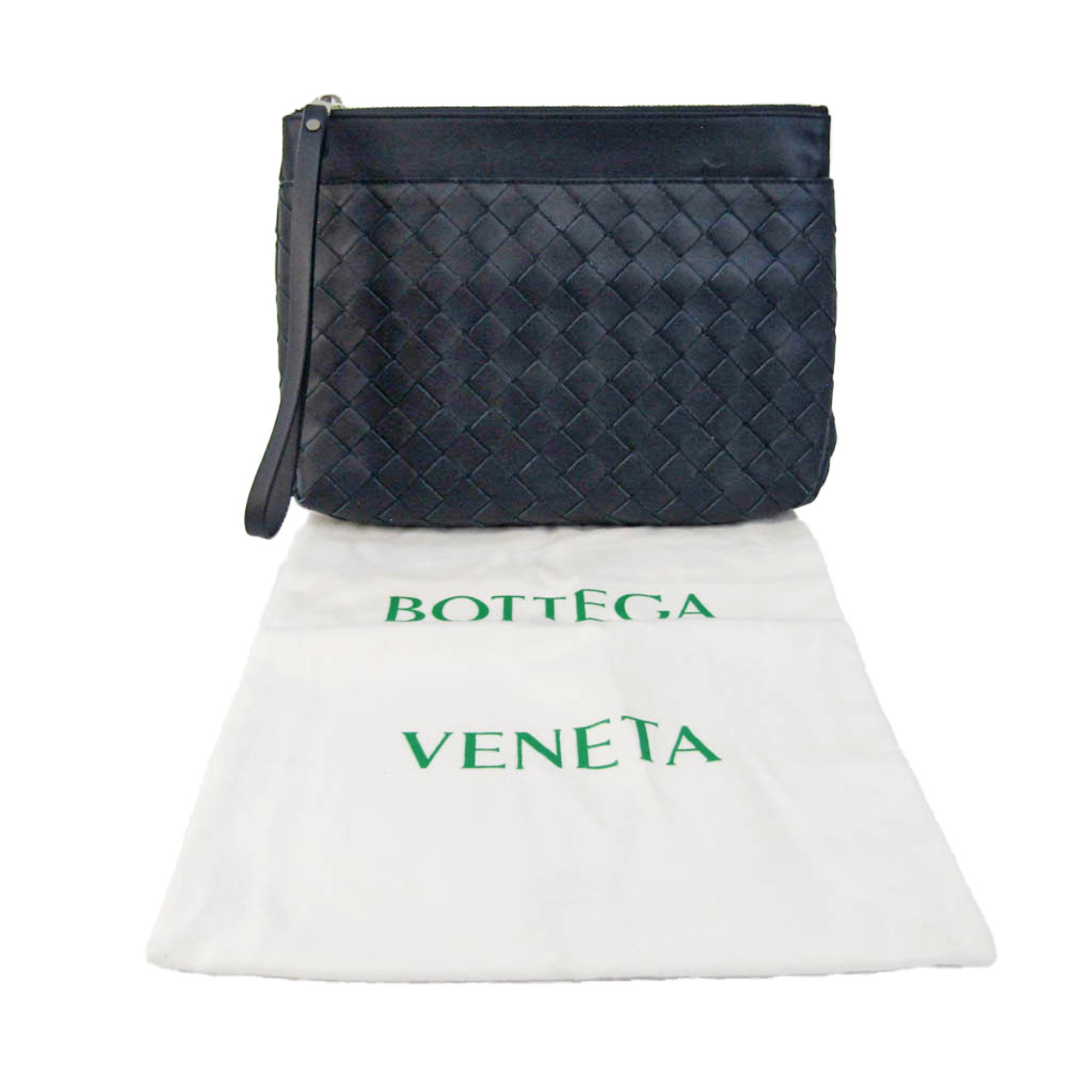 Bottega Veneta Intrecciato Men's Leather Clutch Bag Dark Navy