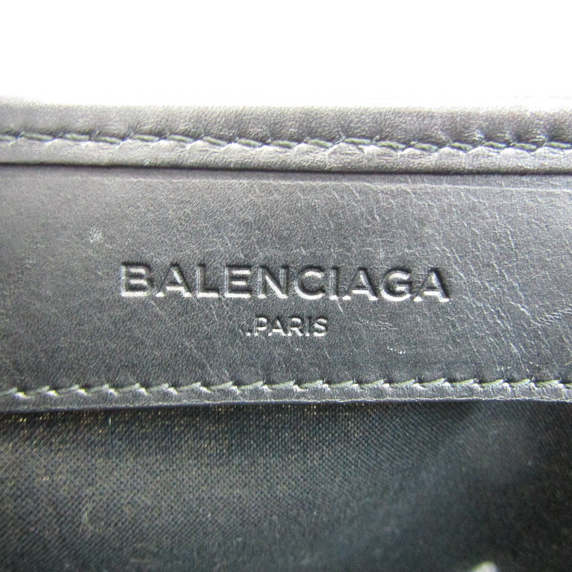 Balenciaga Navy Cabas S 339933 Women's Canvas,Leather Handbag Black,Off-white