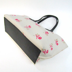 Loewe Shopper T Shopper Floral Pattern Women's Leather,Canvas Tote Bag Black,Multi-color,Off-white