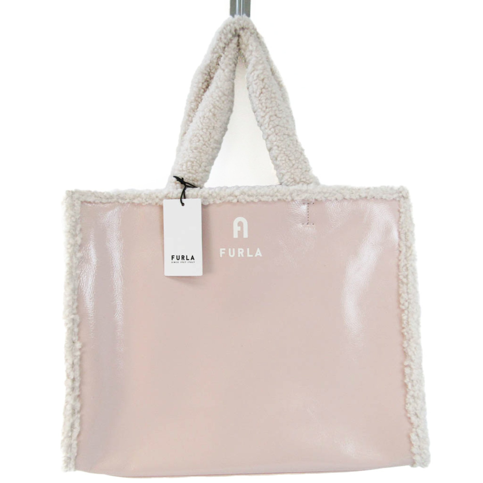 Furla OPPORTUNITY L TOTE WB00255 BX0386 Women's Patent Leather,Cotton Tote Bag Light Pink
