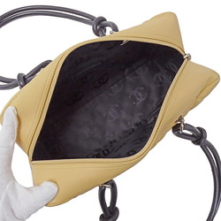 CHANEL Bag Cambon Women's Handbag Lambskin Beige Black