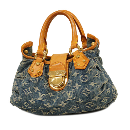 Genuine Louis Vuitton blue denim Plenty M95020 monogram handbag purse