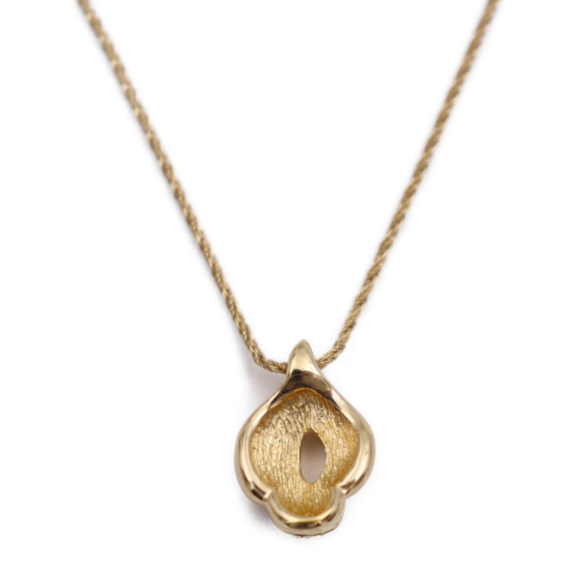 Christian Dior Necklace Metal Rhinestone Gold Pendant GP
