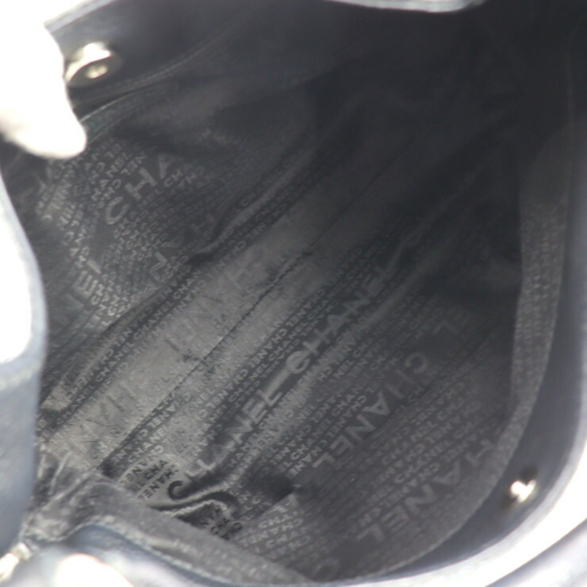 CHANEL Handbag Leather Black Silver Hardware Shoulder Tote Bag Side Zipper Cube Tassel Fringe Coco Mark Logo
