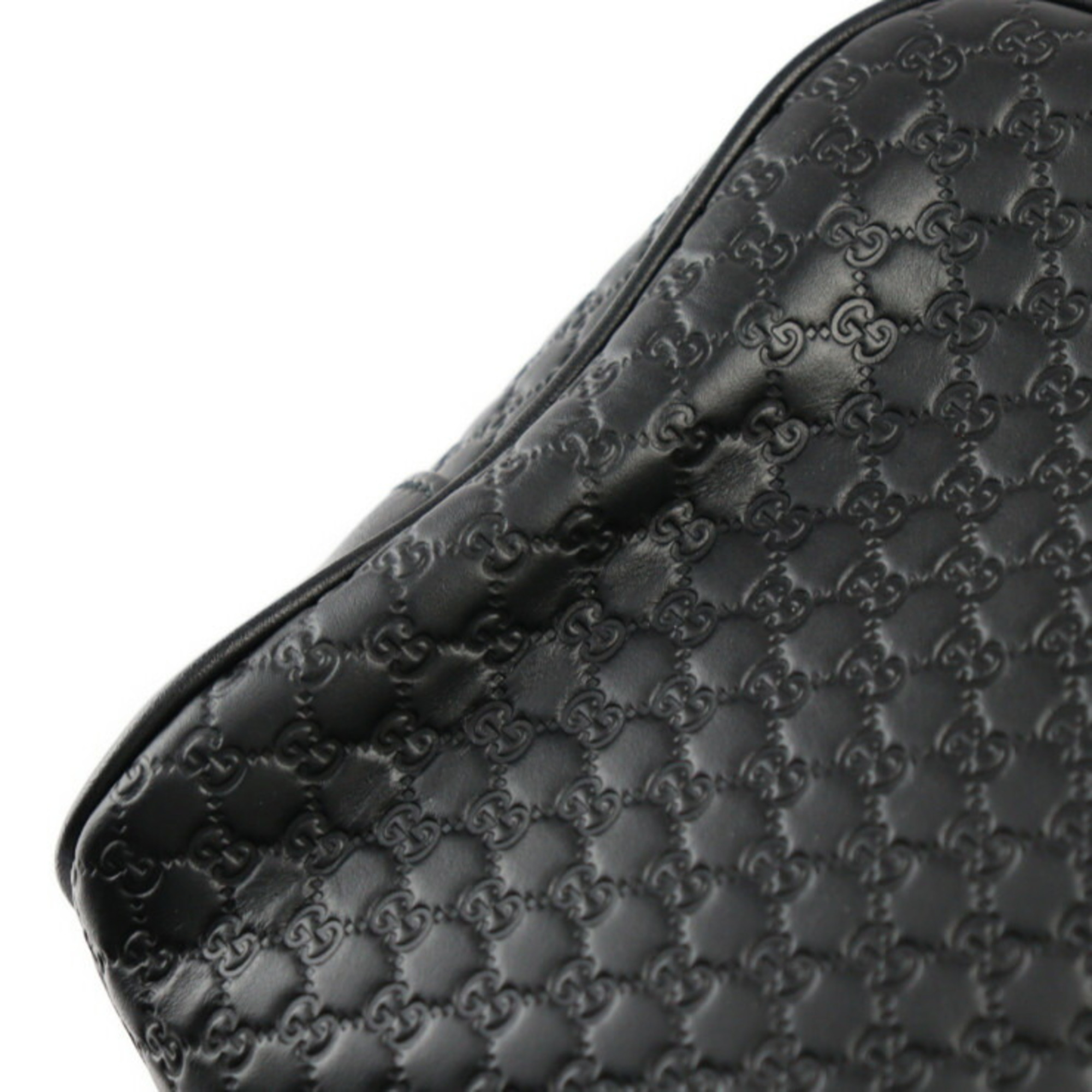 GUCCI Gucci Micro Guccisima Second Bag 419775 Leather Black Silver Hardware Clutch Pouch