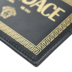 FENDI FENDACE Card Case 7M0331 Calf Leather Black Gold versace Versace Collaboration Neck Strap