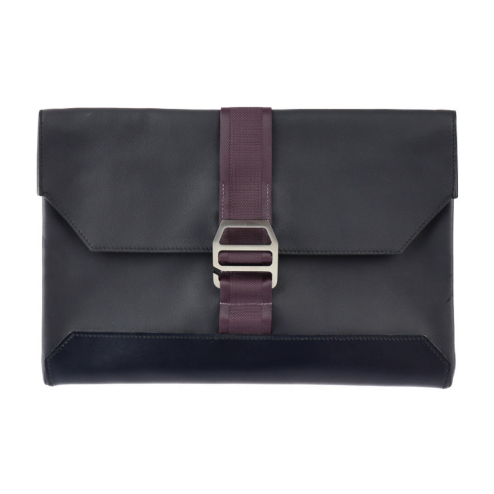 HERMES City Slide Clutch Bag Taurillon Cristobal Black Purple