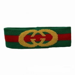 GUCCI GG Web Hair Band Green x Red Yellow M Size Brand Accessories Unisex
