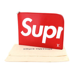 LOUIS VUITTON Supreme Epi Pochette Jour GM Clutch Bag Red White M67722