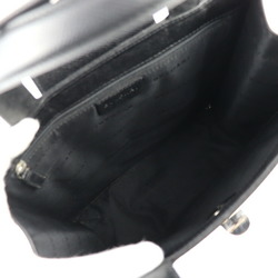 BVLGARI Handbag Leather Black Silver Hardware Tote Bag Square Turnlock