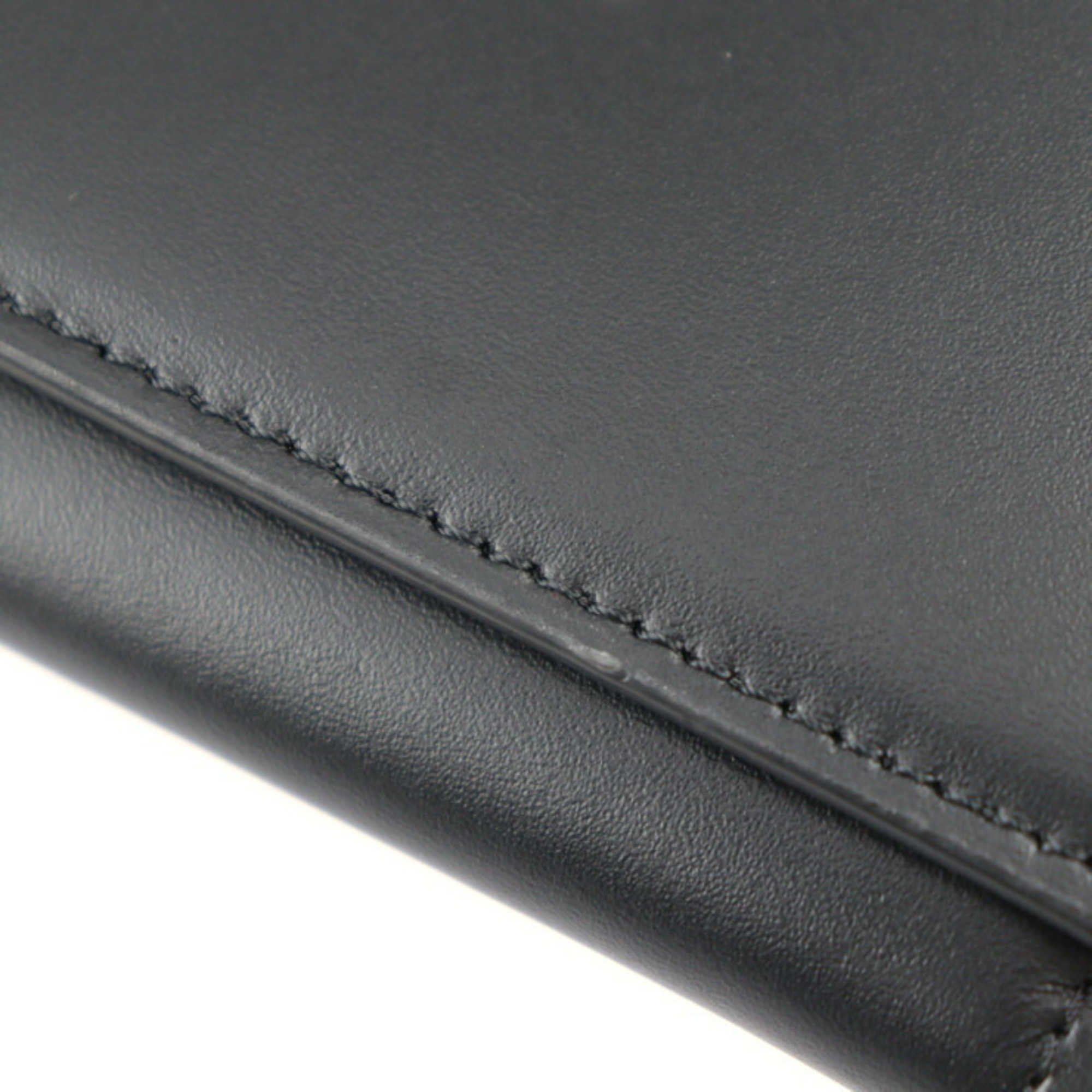 FENDI Continental Wallet Long 7M0264 Calf Leather Black Silver Hardware Logo