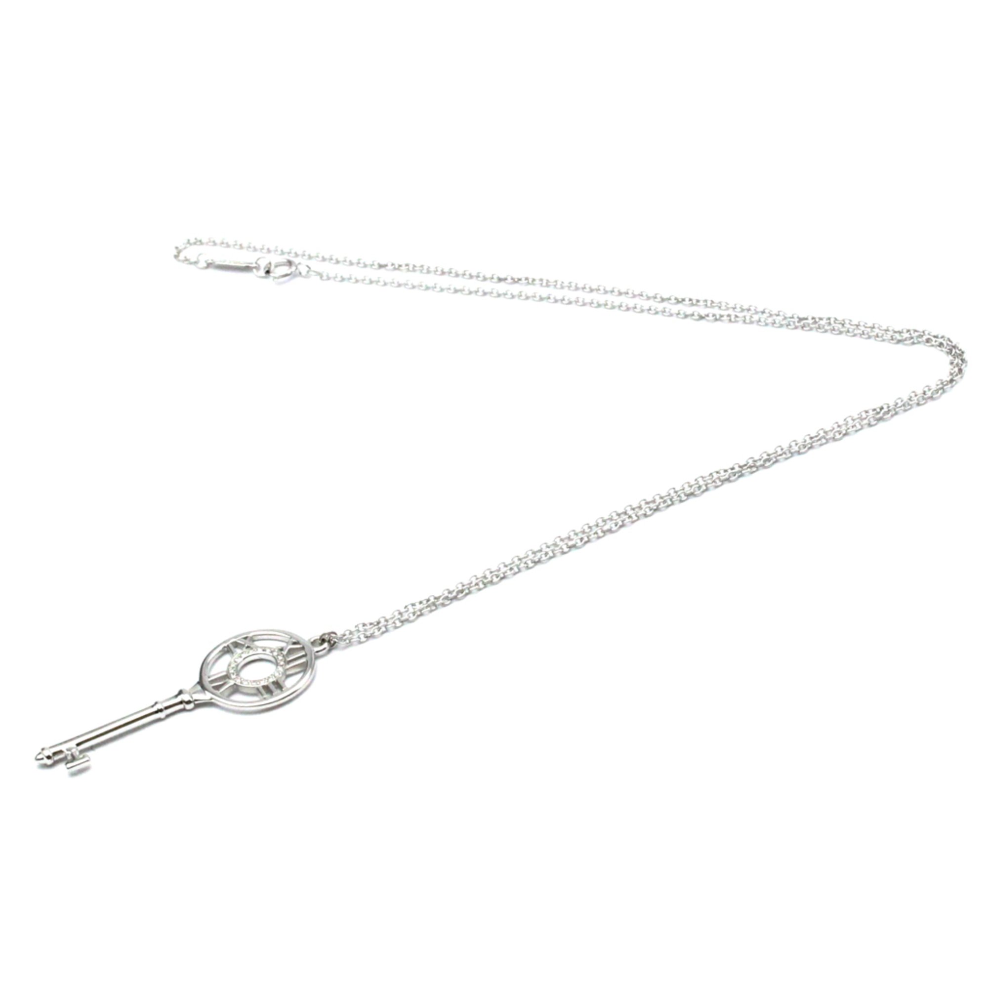 Tiffany Atlas Key Necklace White Gold (18K) Diamond Men,Women Fashion Pendant Necklace (Silver)