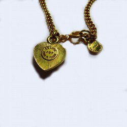 CELINE Logo Heart Chain GP Rhinestone Necklace Vintage Brand Accessories Ladies