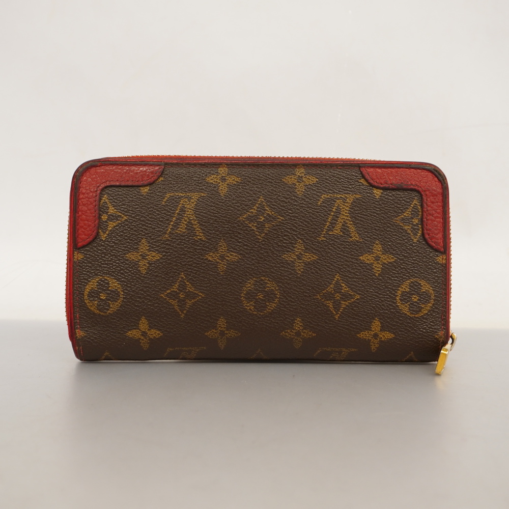 Louis Vuitton Monogram Canvas Red Leather Retiro Zippy Wallet