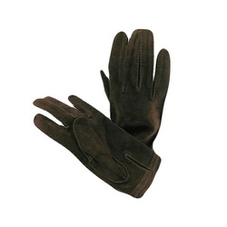 HERMES Suede Hermes Dark Brown Gloves