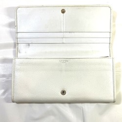 LOEWE Leather White ZIP Bifold Long Wallet Women's