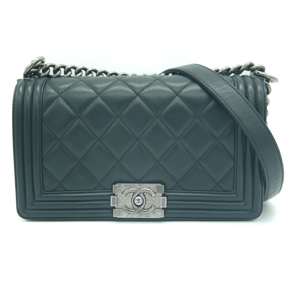 CHANEL Chanel Matelasse Boy Chain Shoulder Bag Lambskin Coco Mark  Black/Silver A67086 | eLADY Globazone