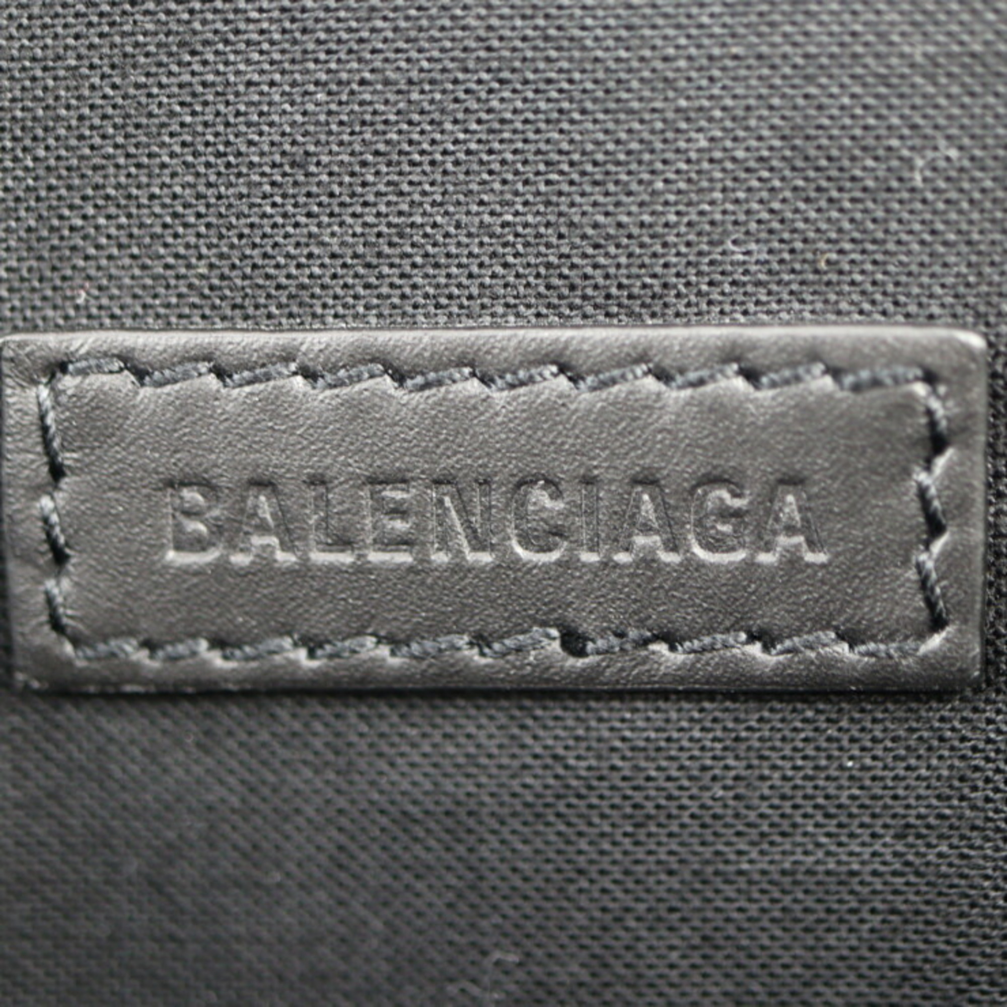 BALENCIAGA Second Bag 373834 Canvas Leather Natural Black Silver Hardware Clutch Pouch