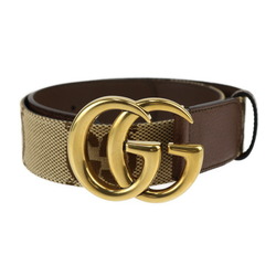 GUCCI Gucci Double G Buckle Jumbo GG Wide Belt 400593 Size 75/30 Canvas Leather Beige Brown Gold Hardware