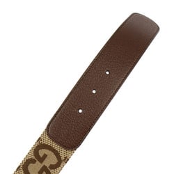 GUCCI Gucci Double G Buckle Jumbo GG Wide Belt 400593 Size 75/30 Canvas Leather Beige Brown Gold Hardware