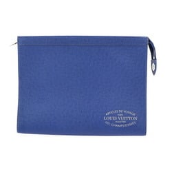 LOUIS VUITTON Louis Vuitton Pochette Voyage MM Second Bag M30399 Taiga Cobalt Silver Hardware Clutch Pouch