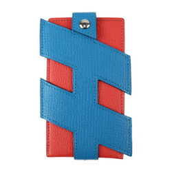 HERMES H tag card holder case chevre rouge blue silver hardware commuter pass business Y stamp