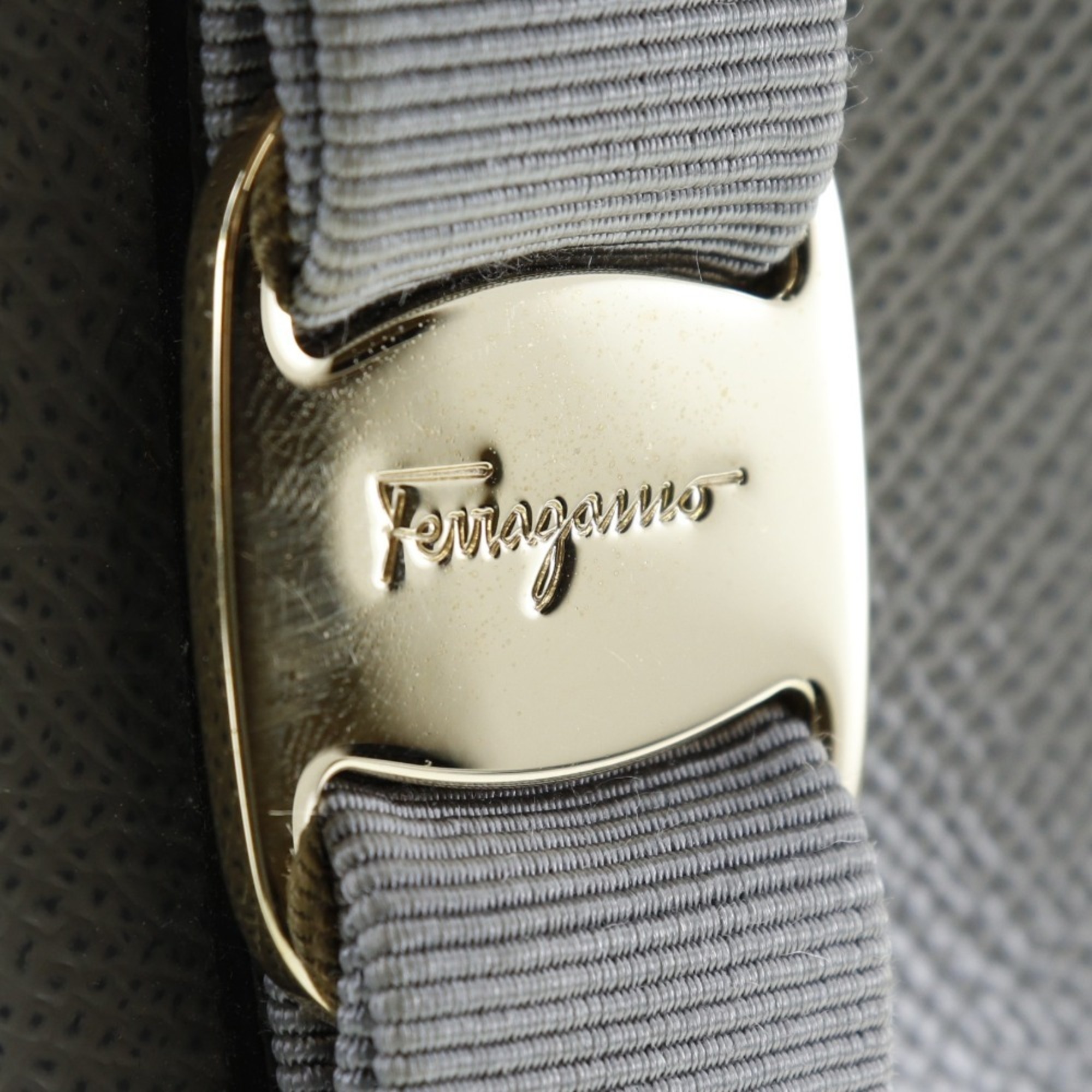 Salvatore Ferragamo Vara ribbon tote bag calf made in Italy gray shoulder handbag A4 zipper ladies