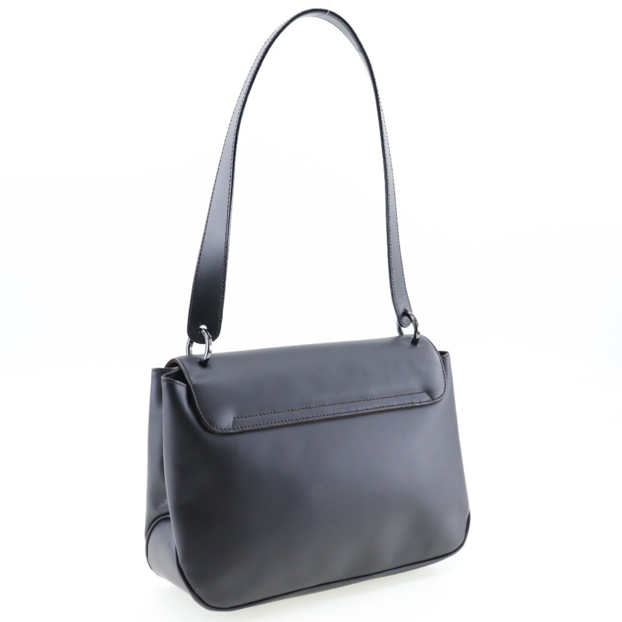 Salvatore Ferragamo One Shoulder Bag Vara 21.7643 Calf Made in Italy Black A5 Magnet Type Belt Ladies