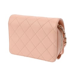 CHANEL Chanel Matelasse Flap Chain Shoulder Pink Beige Champagne Women's Caviar Skin Bag