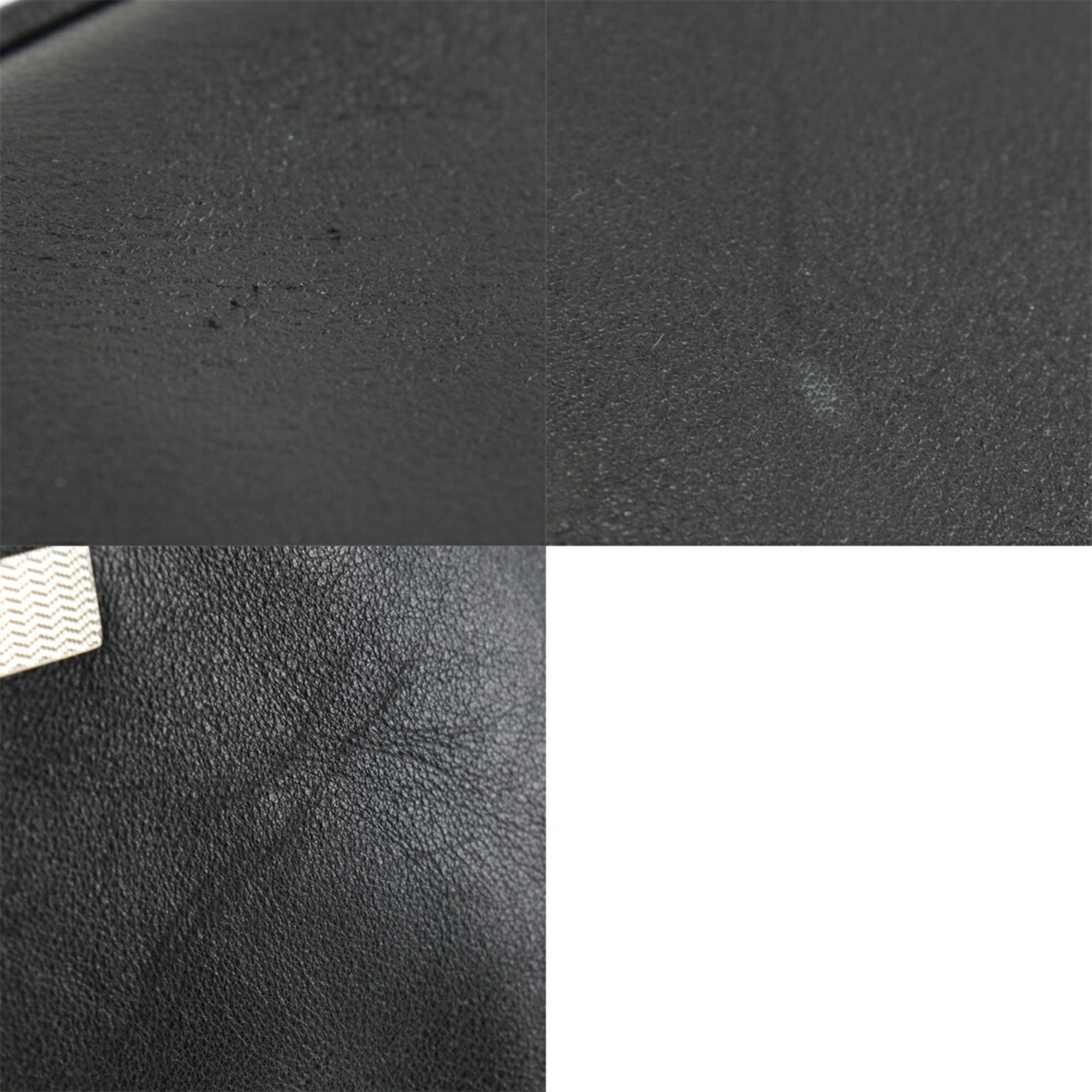 GUCCI Bamboo Shoulder Bag 001.3865 Calf Made in Italy Black A5 Zipper Women's