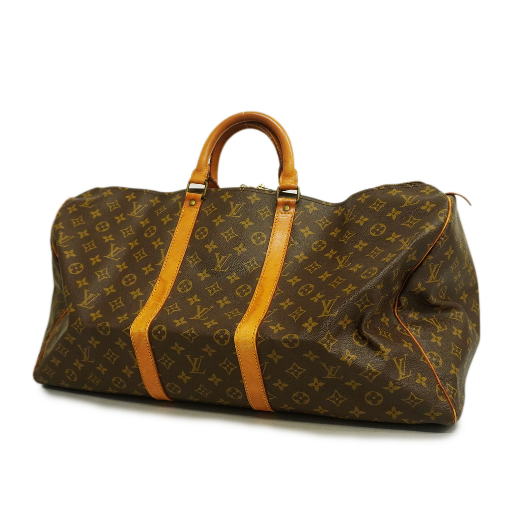 Authentic--Louis-Vuitton-Monogram-Keep-All-55-Boston-Bag-Brown