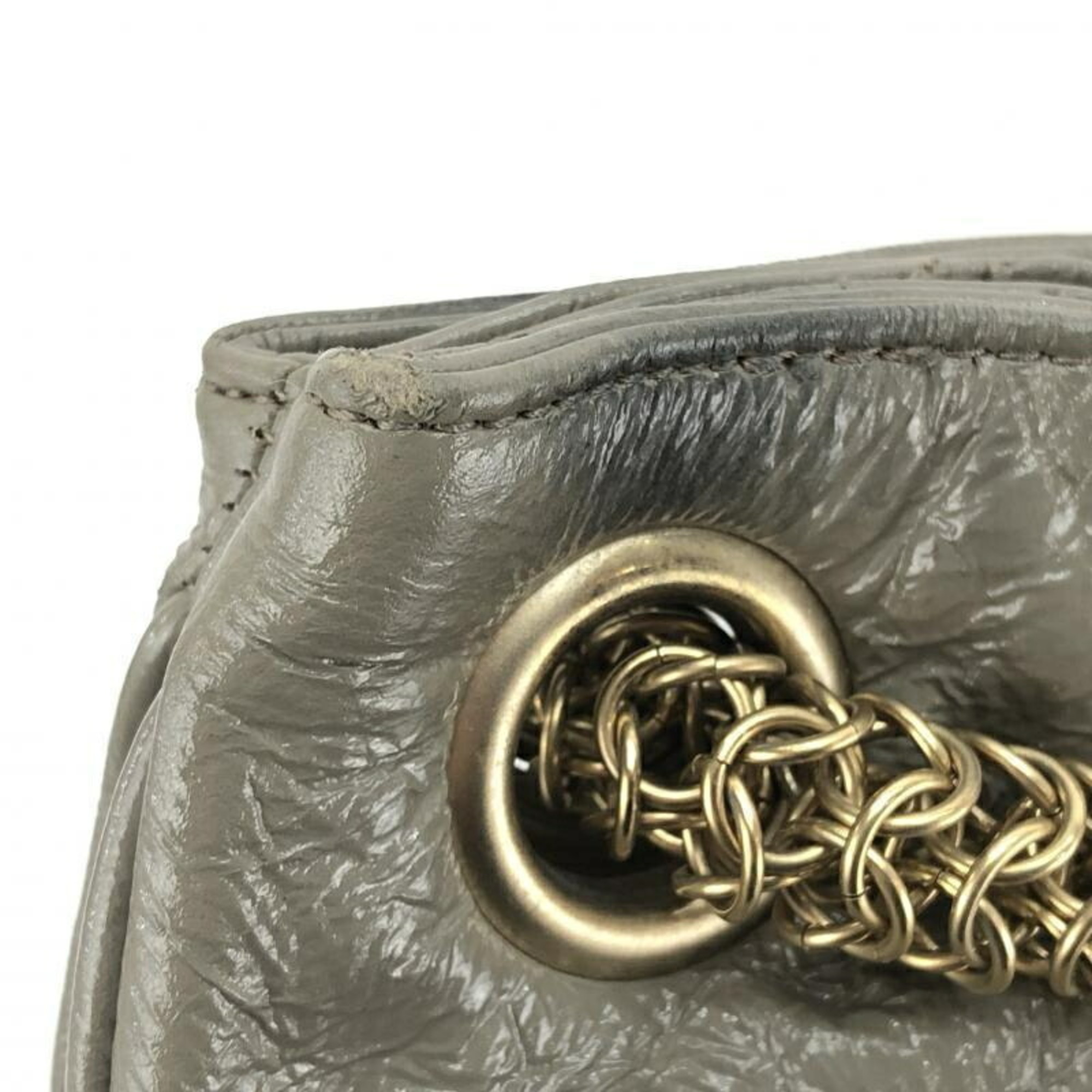 CHANEL chain tote bag gray