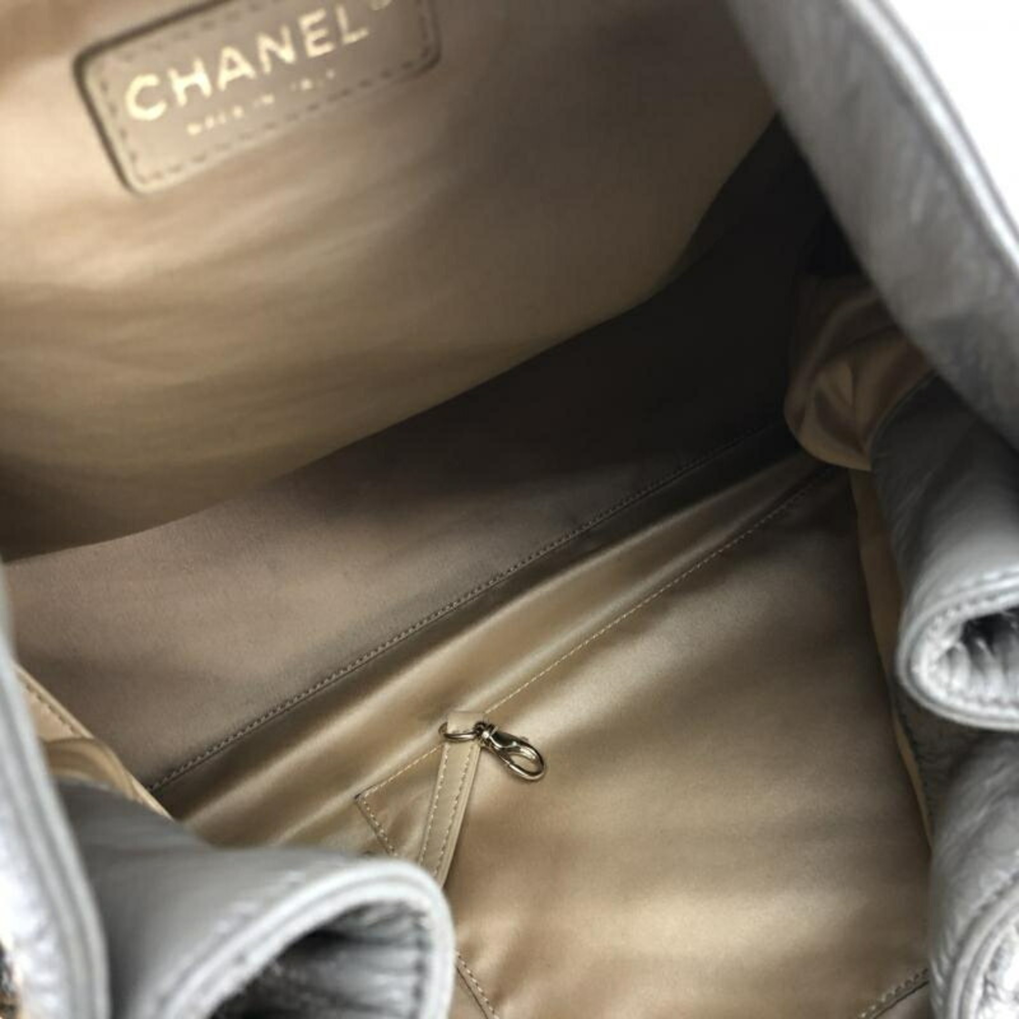 CHANEL chain tote bag gray