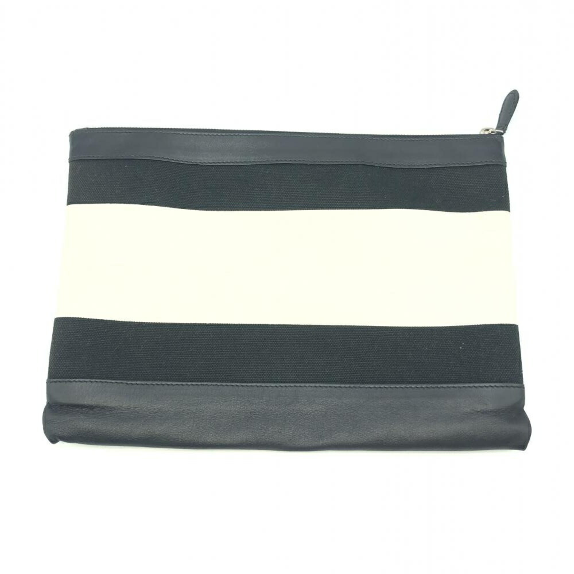 BALENCIAGA Canvas Clutch Bag Black White Balenciaga