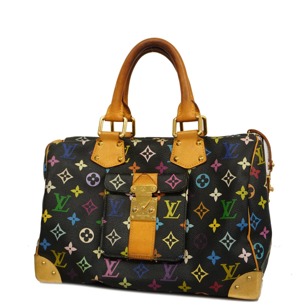 Auth Louis Vuitton Monogram Multicolore Speedy 30 M92642 Women's Handbag  Noir