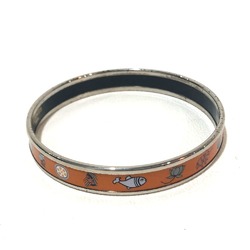 HERMES Men's Women's Enamel PM Cloisonné Bangle Bracelet Unisex Orange