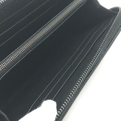 BOTTEGA VENETA 114076 Intrecciato Leather Zip Around Wallet Long Enamel Unisex Black x Silver