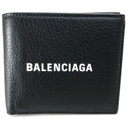 BALENCIAGA 487435 Everyday Compact Wallet Bifold Leather Unisex Black