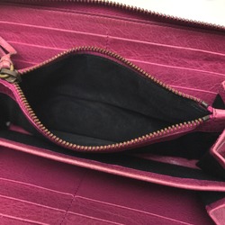 BALENCIAGA 253036 Classic Continental Zip Round Zipper Long Wallet Sheepskin Women's Pink
