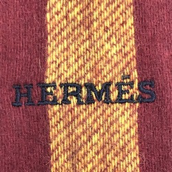 HERMES Alternate Stripe Muffler with Fringe Cashmere Unisex Multicolor/Navy