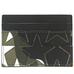Valentino Garavani MY2P0448GAC Camouflage Pattern Men's Women's Business Card Holder Case Canvas/Leather Unisex Army Green