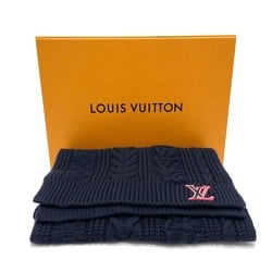 LOUIS VUITTON Louis Vuitton MP2866 LV Logo Escharpe Cable Muffler Wool Unisex Navy