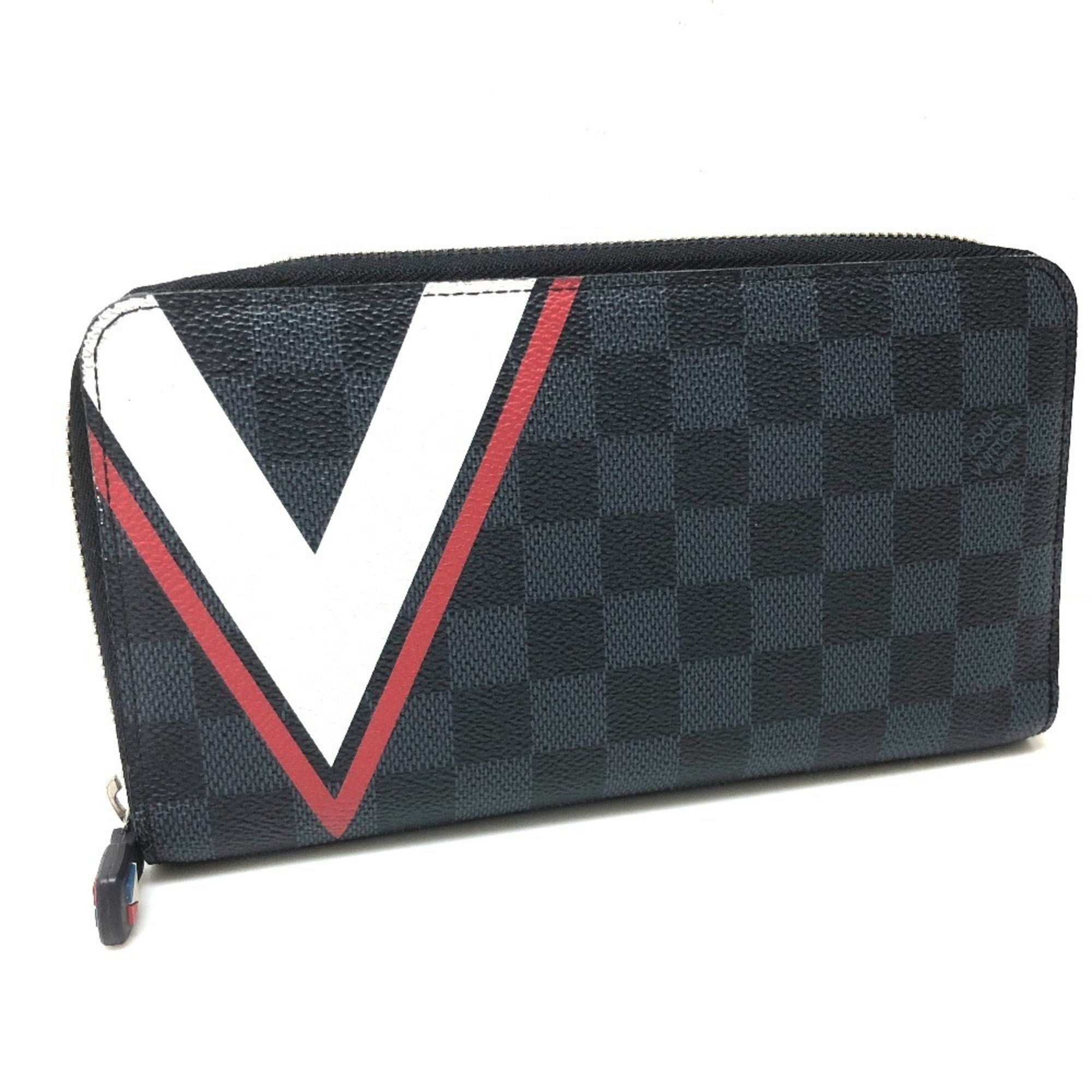 LOUIS VUITTON N64013 America's Cup 2017 Limited Zippy Organizer Round Zipper Long Wallet (With Coin Purse) Damier Ecobalt Canvas Men's Navy