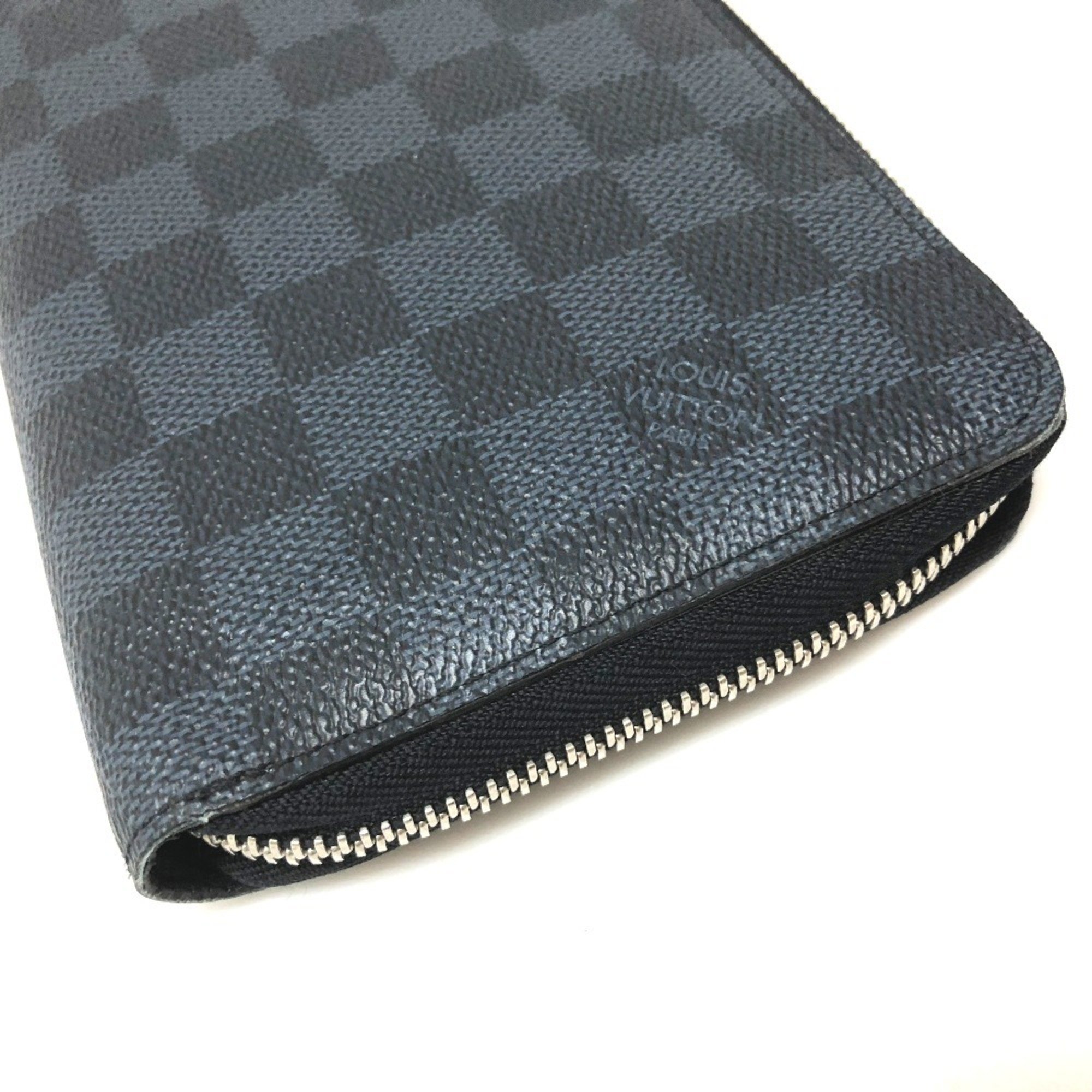 LOUIS VUITTON N64013 America's Cup 2017 Limited Zippy Organizer Round Zipper Long Wallet (With Coin Purse) Damier Ecobalt Canvas Men's Navy