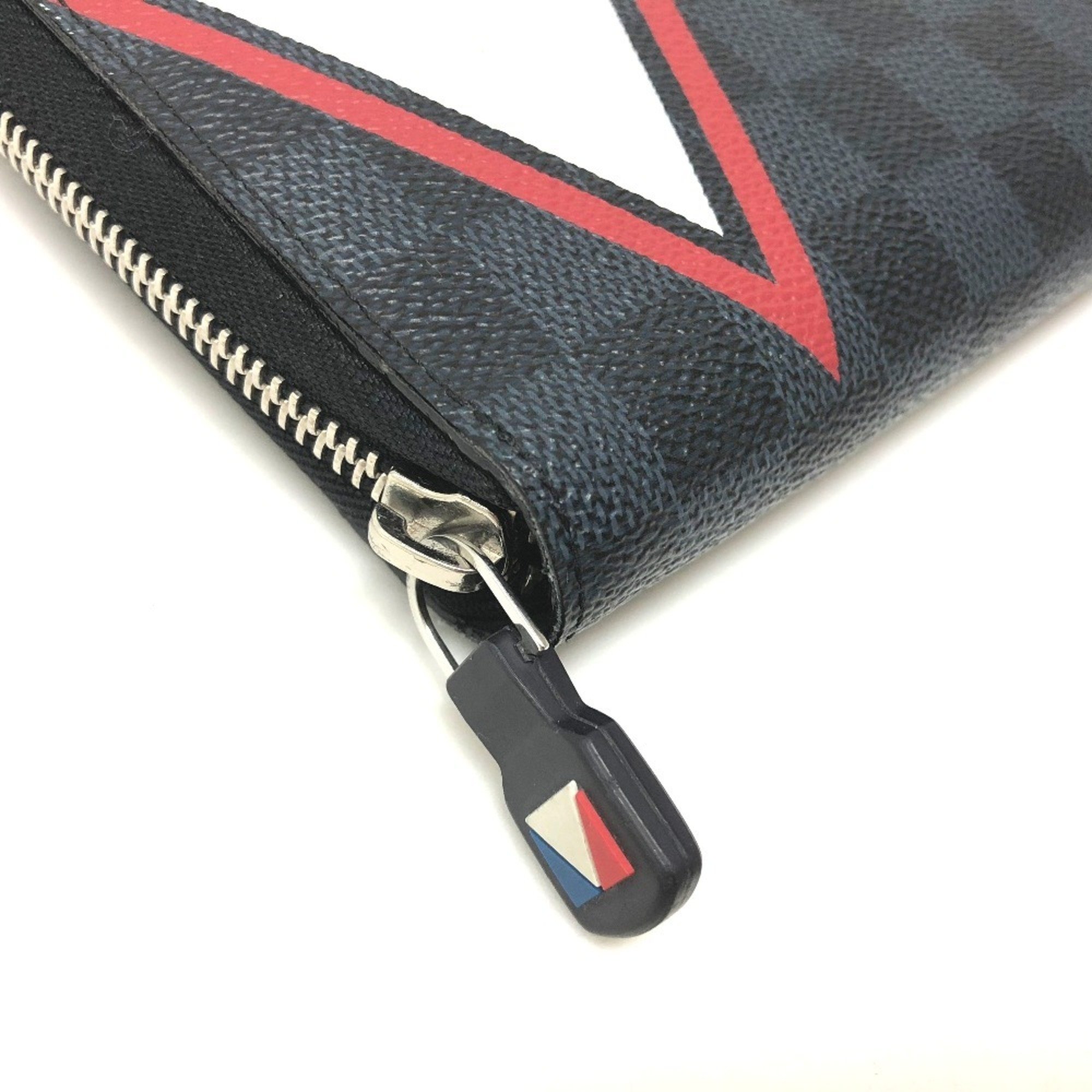 LOUIS VUITTON N64013 America's Cup 2017 Limited Zippy Organizer Round Zipper Long Wallet (With Coin Purse) Damier Ecobalt Canvas Men's Navy